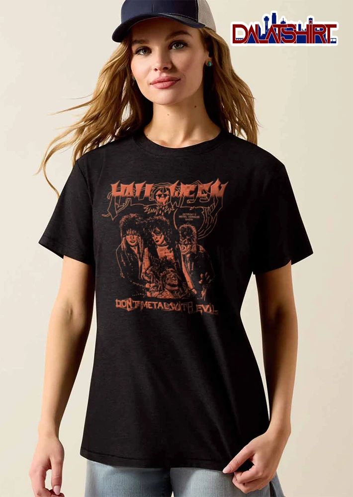 Halloween Dont Metal With Evil four metal musicians long hair shirt
