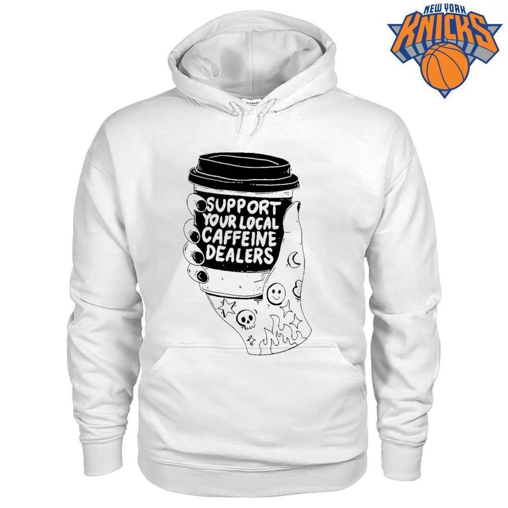 Support Your Local Caffeine Dealers Halloween Tattoo Hand Coffee Cup Gothic Shirt