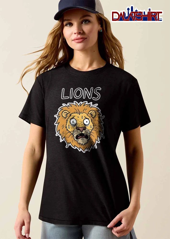 Detroit Lions anxious sweating lion cartoon face meme shirt