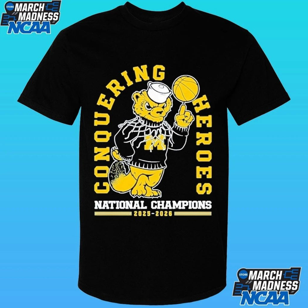 Michigan Wolverines 2026 National Champions Conquering Hero’s Basketball Shirt