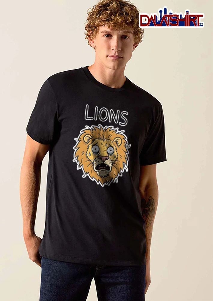Detroit Lions anxious sweating lion cartoon face meme shirt