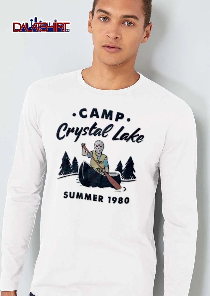Camp Crystal Lake hockey masked man canoeing trees shirt