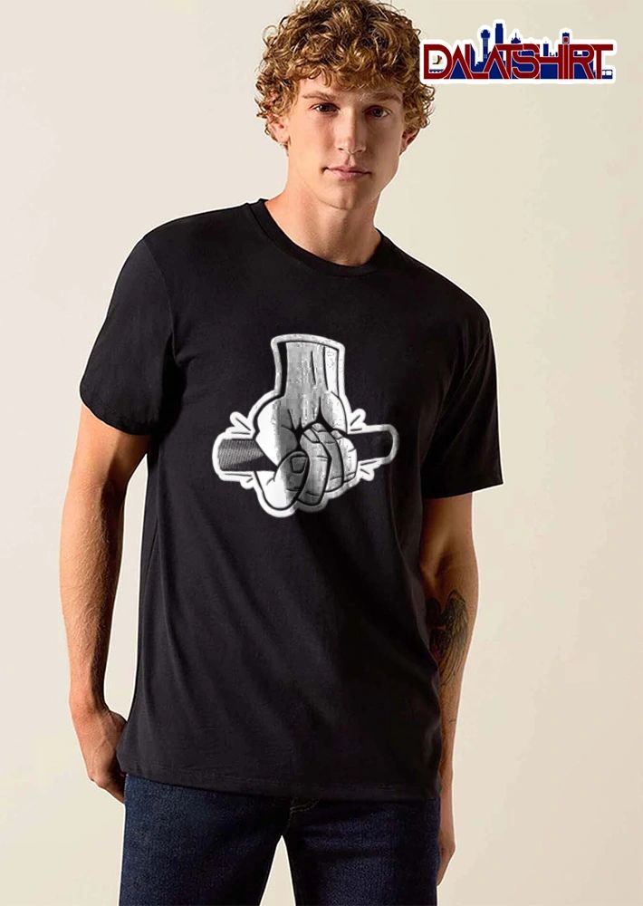 Hand gripping black bar shirt