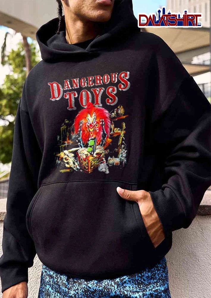 Dangerous Toys scary clown red hair jack in the box shirt