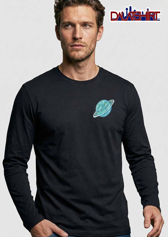 Textured Turquoise Ringed Celestial Planet Astronomical shirt