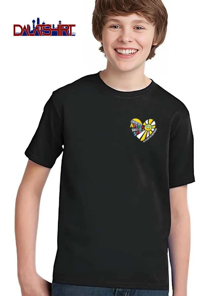 Someone With Autism Makes Me Smile Acceptance yellow sun heart shape face shirt