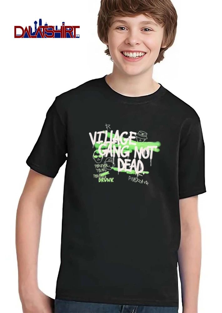 Village Gang Not Dead Forever Young Forever Drunk graffiti style text faces bucket hat shirt