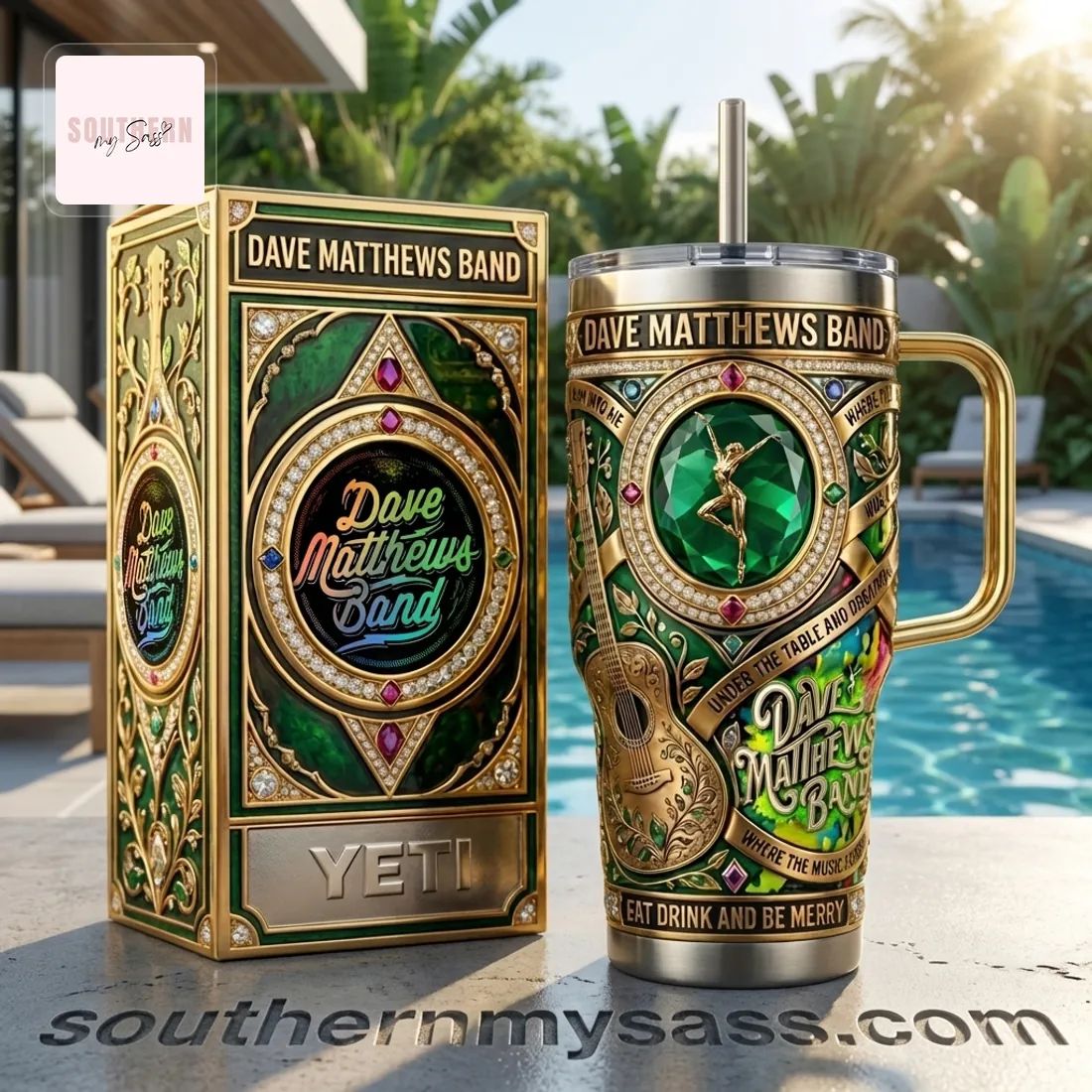 Dave Matthews Band Luxury Emerald Green 40oz Tumbler With Handle