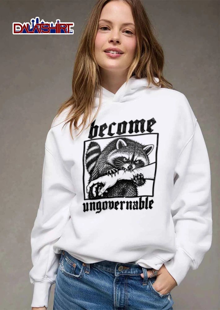 Become Ungovernable raccoon biting human arm illustration shirt