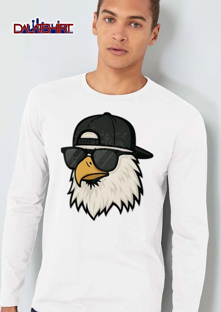 Bald eagle wearing sunglasses cap shirt