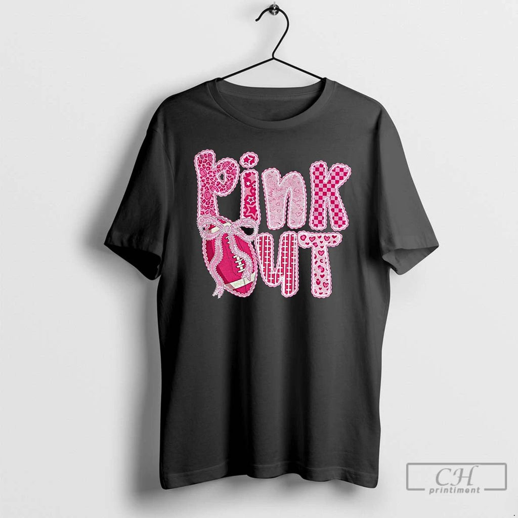 Coquette Lace Football Pink Out Breast Cancer Awareness Preppy Ribbon T Shirts