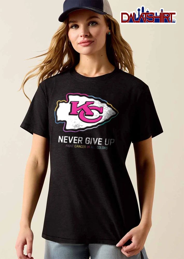 Kansas City Chiefs Never Give UP Fight Cancer IN ALL Colors logo colorful outline shirt