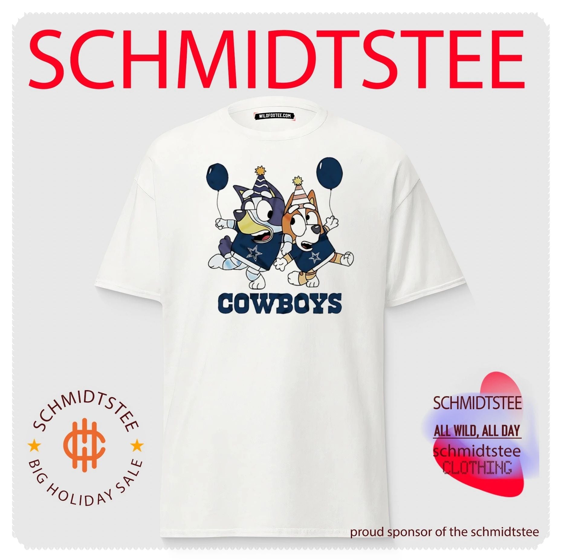 Dallas Cowboys Bluey and Bingo cartoon shirt
