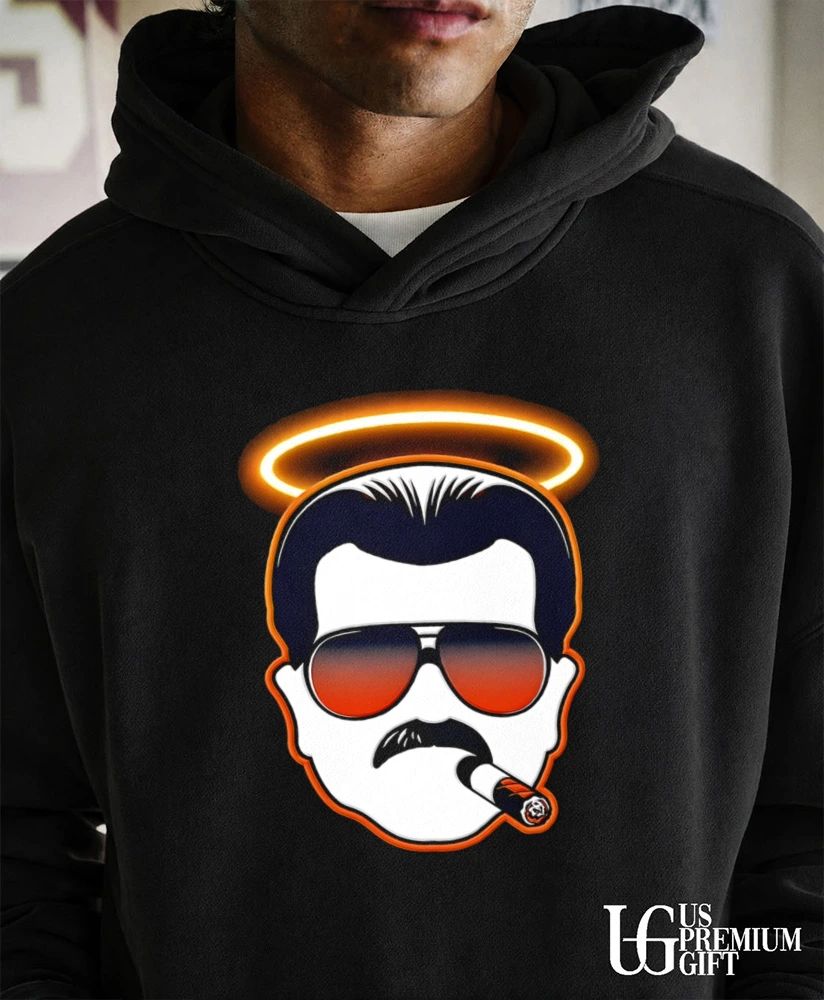 Rip Mike Ditka Chicago Bear face sunglasses mustache cigar halo shirt