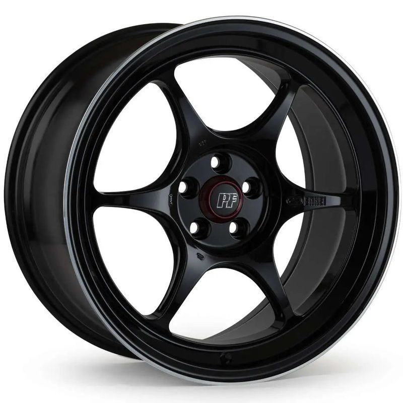 Enkei PF06 Black w/ Machined Lip Ring 18×8.5 | 5×100 (545-885-8048BKM)