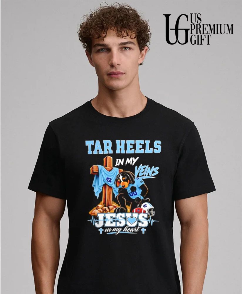North Carolina Tar Heels Dog In My Veins Jesus In My Heart Faith Football mascot shirt