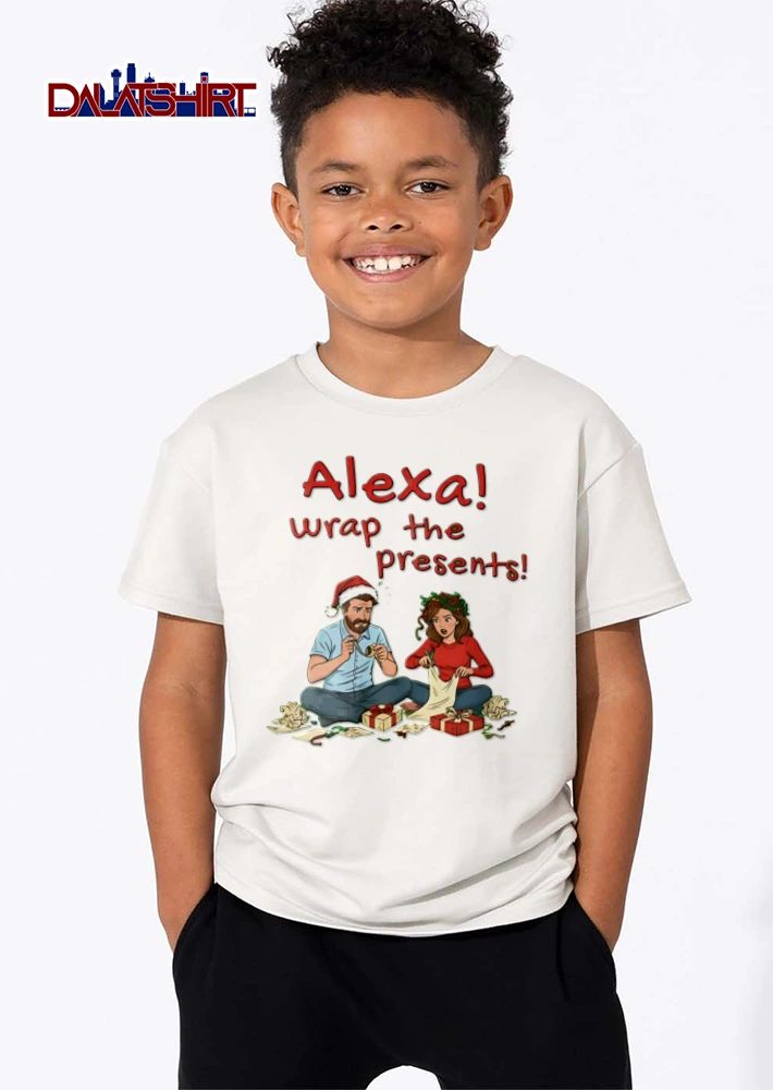 Christmas Alexa Wrap The Presents man woman wrapping Christmas presents shirt