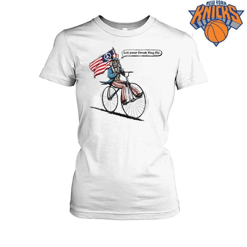 Uncle Sam Skeleton Let Your Freak Flag Fly Peace American Flag Bicycle shirt