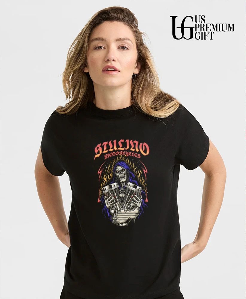 Stulino Motorcycles Grim Reaper V-Twin Engine shirt