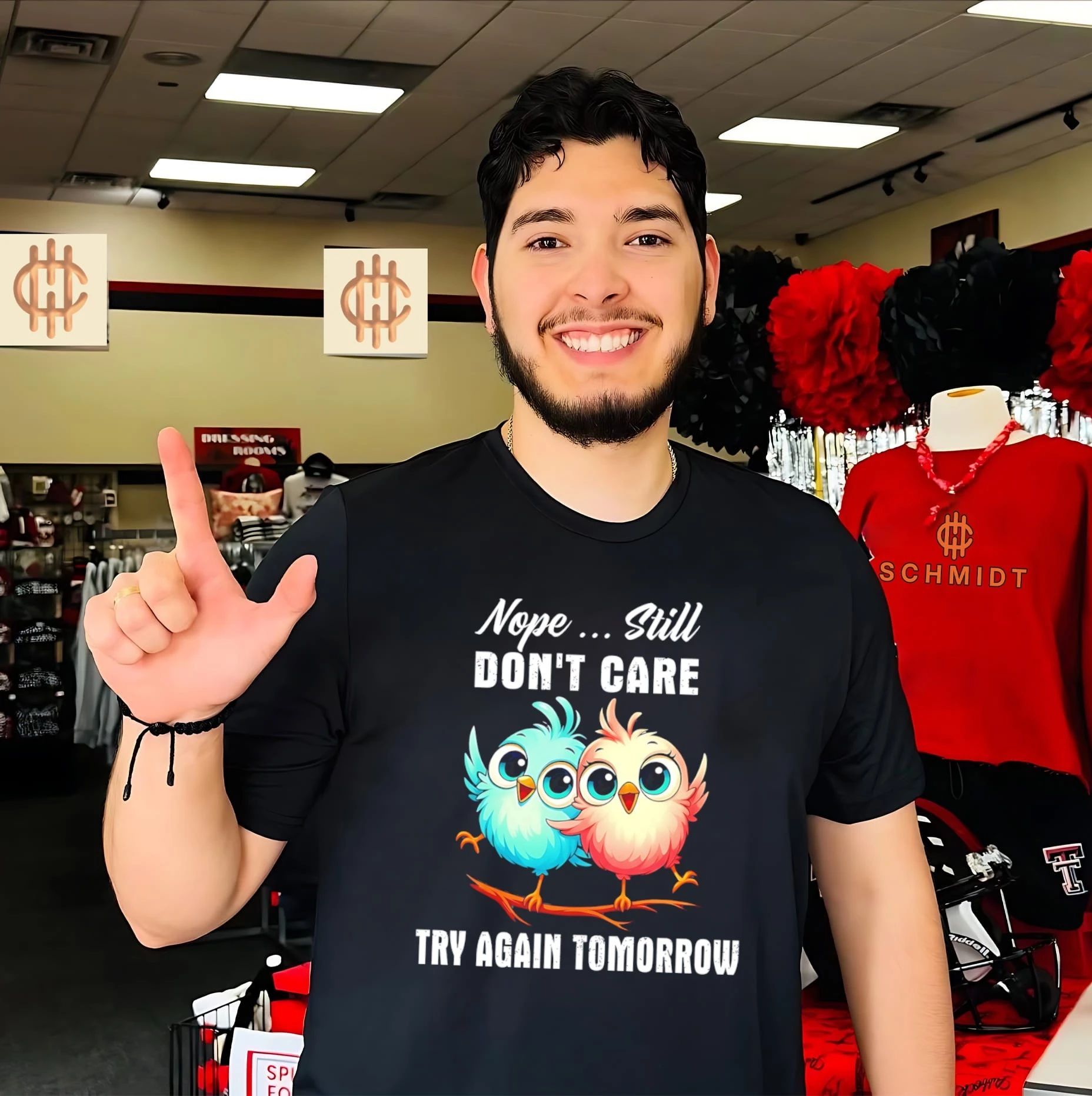Nope still don’t care try again tomorrow cartoon birds shirt