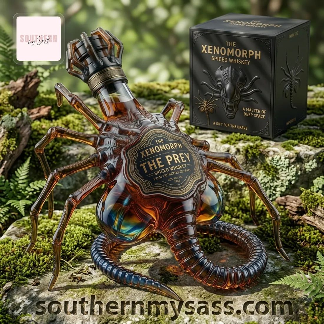 Alien Xenomorph Facehugger 3D Premium Spiced Whiskey Bottle