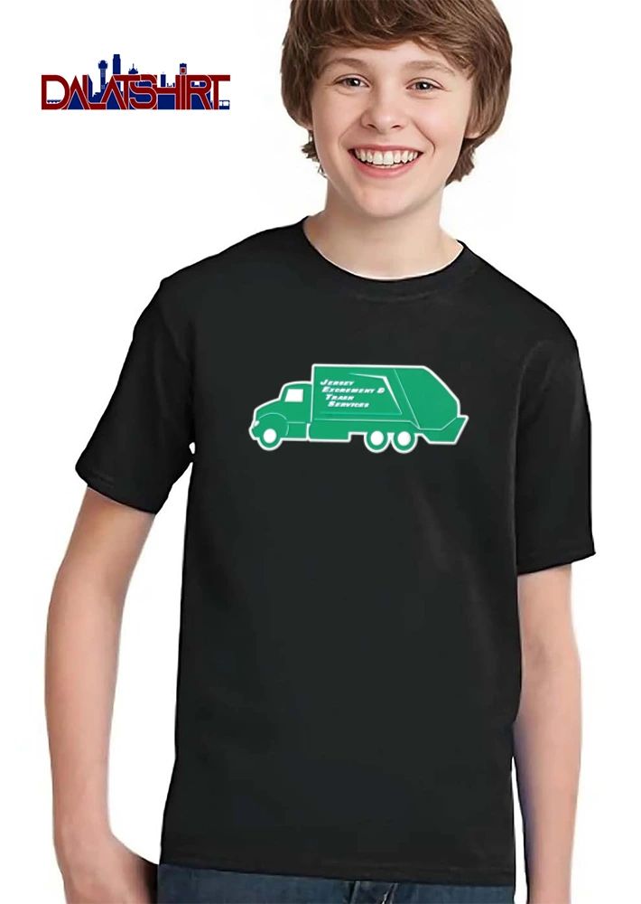 Jersey Excrement And Trash Services green garbage truck side view shirt