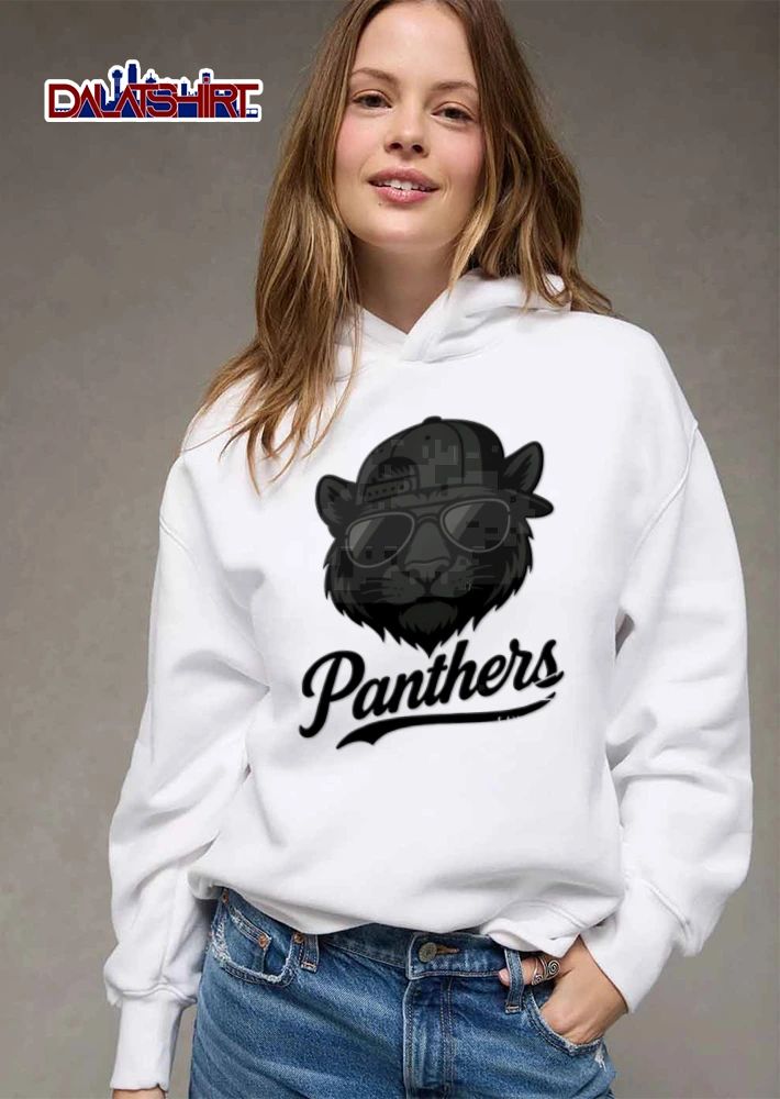 Panthers panther wearing sunglasses baseball cap shirt