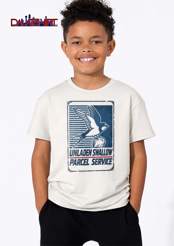 Unladen Swallow Parcel Service bird carrying bowling ball shirt