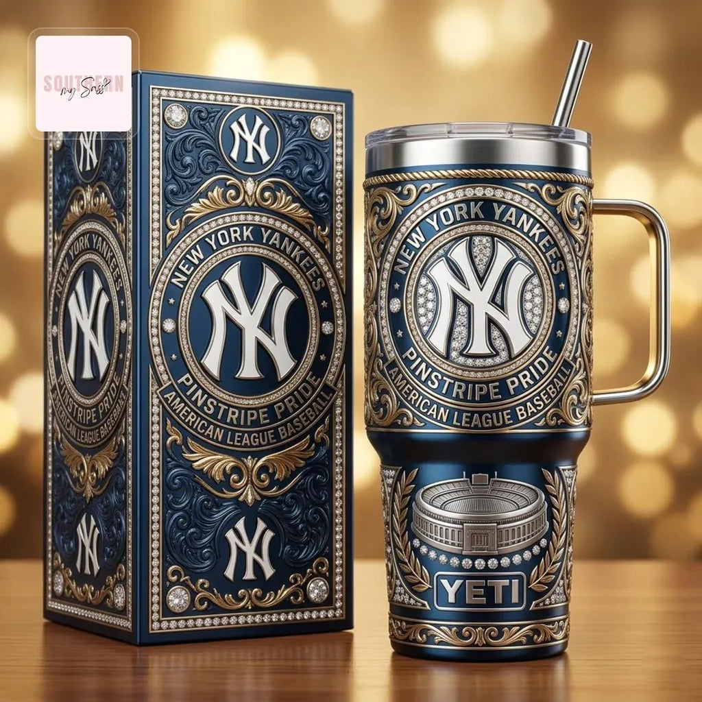 New York Yankees Pinstripe Pride Luxury YETI 40oz Tumbler with Handle