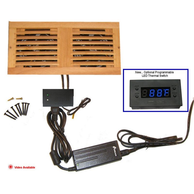 CabCool1202 Dual 120mm Fan Cooler Kit with Custom Wood Grill / Thermal Controller