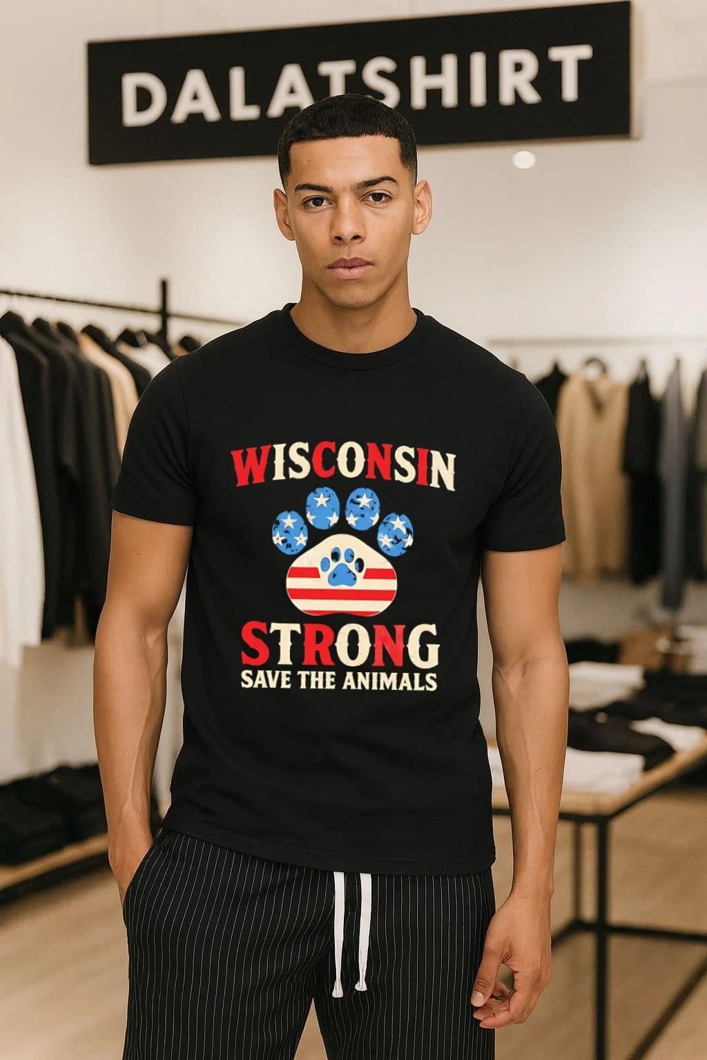 Wisconsin Strong Save The Animals USA Flag shirt
