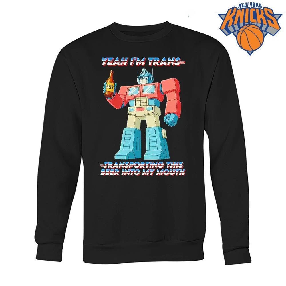Yeah Im Trans Transporting This Beer Into My Mouth Optimus Prime Meme Shirt