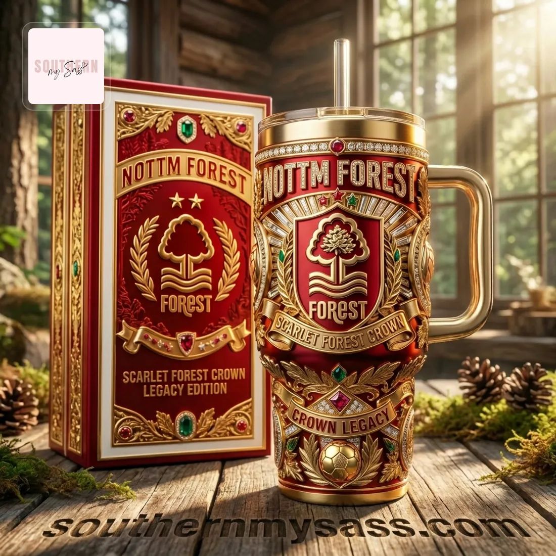 Nottingham Forest Scarlet Crown Legacy 40oz Luxury Tumbler With Handle