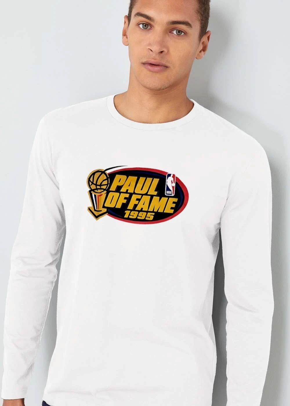 NBA Paul Of Fame 1995 Golden Basketball Trophy Red Oval Frame shirt