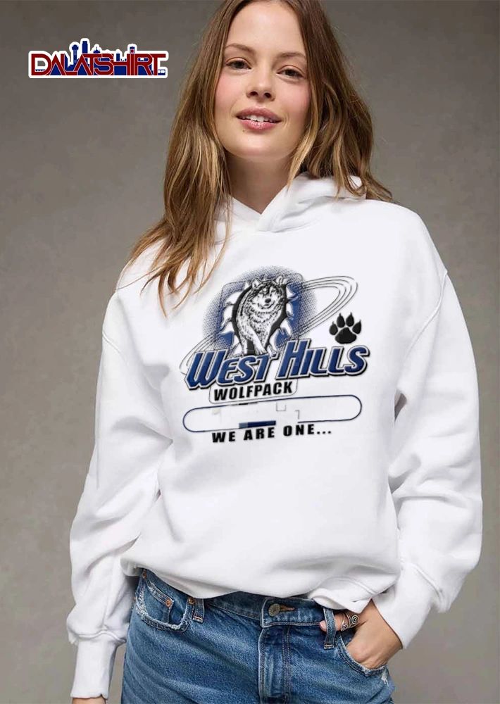 West Hills Wolfpack We Are One wolf head paw print graphic shirt