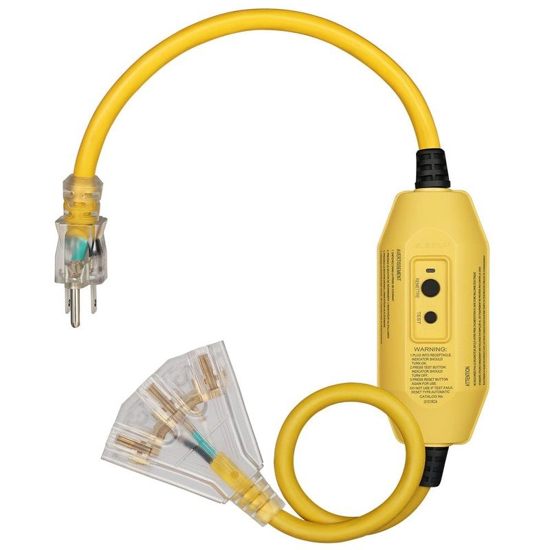 DEWENWILS 3ft Outdoor Automatic GFCI Extension Cord, 12/3 Gauge, Heavy Duty Power Cable with LED Lighted 3 Prong Plug-HGFY03A