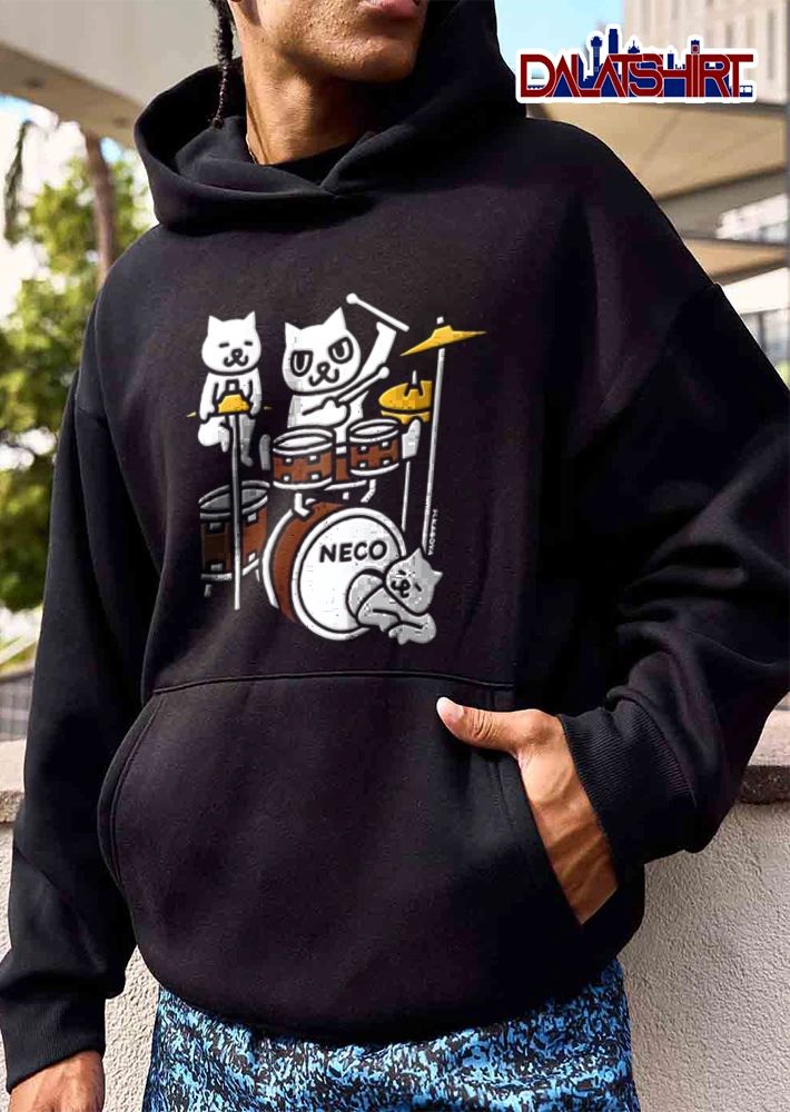 Cats playing drums neco shirt