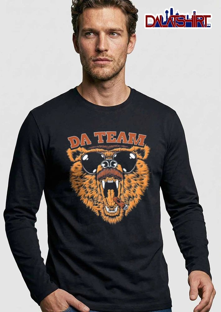 DA Team bear wearing sunglasses mustache cigar shirt