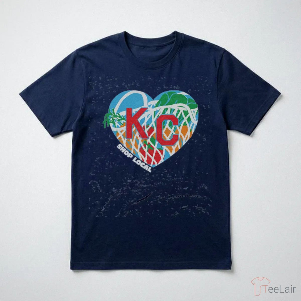 Farmers Market KC Heart Heather Navy T-Shirt