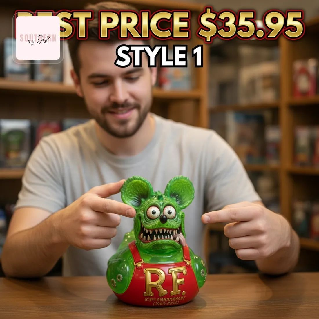 Rat Fink 63rd Anniversary Green Rubber Duck