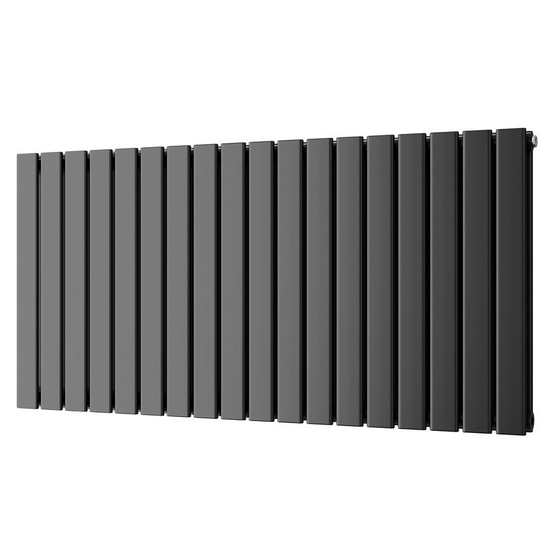 Typhoon – Black Designer Radiator H600mm x W1224mm Double Panel – Feet Included