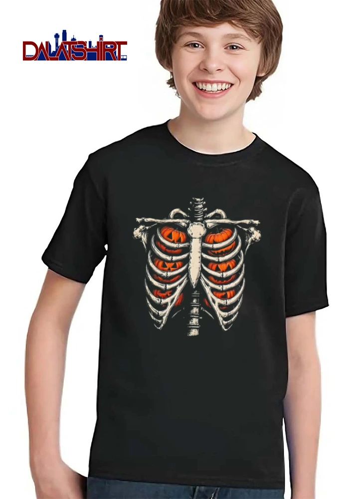 Human ribcage containing jack O lanterns shirt