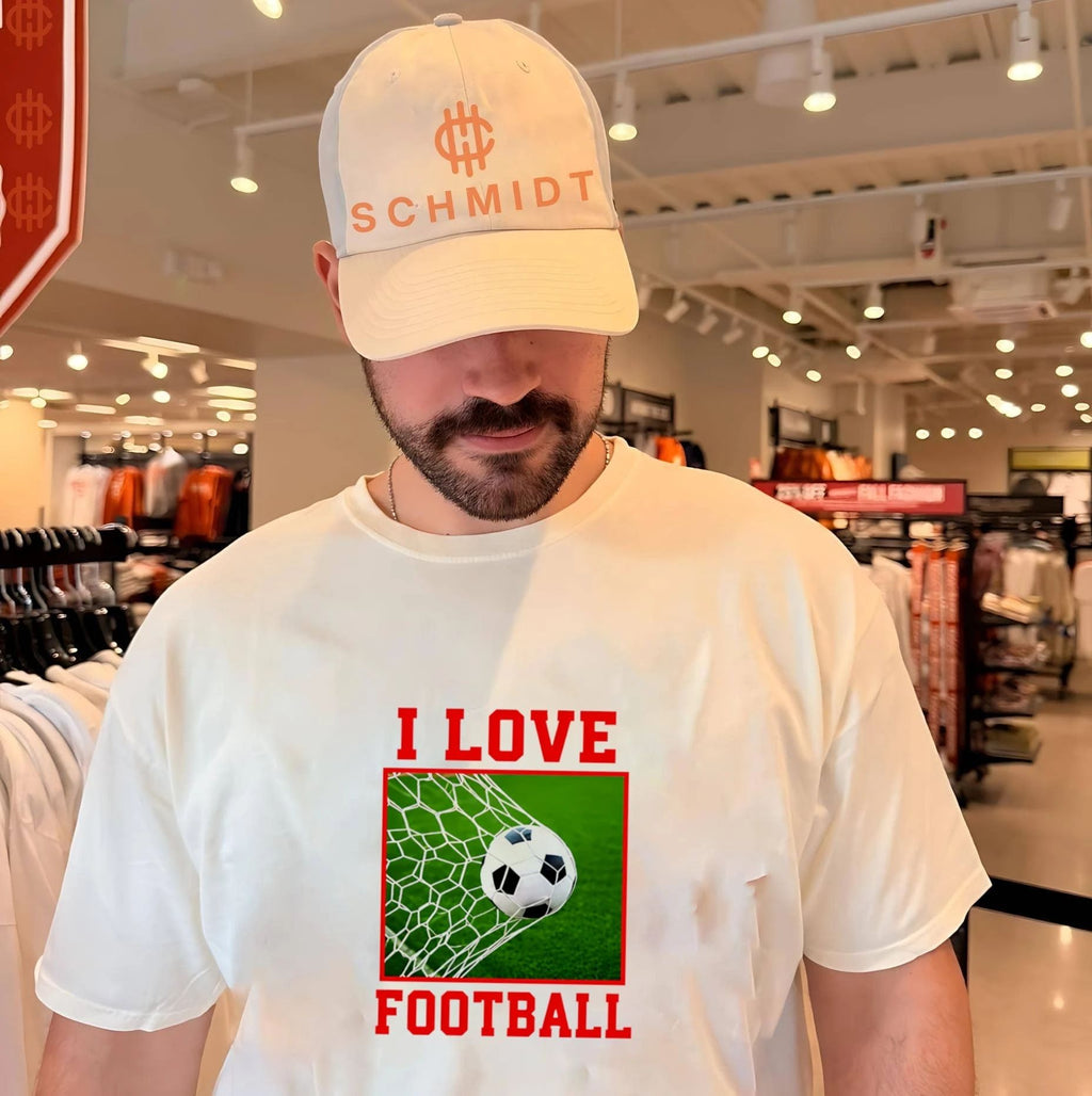 I Love Football soccer ball goal net sports fan shirt