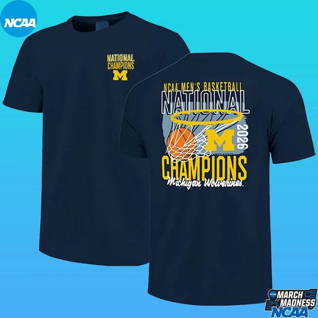 Michigan Wolverines 2026 Men’s Basketball National Champions Mascot Net Stack Shirt