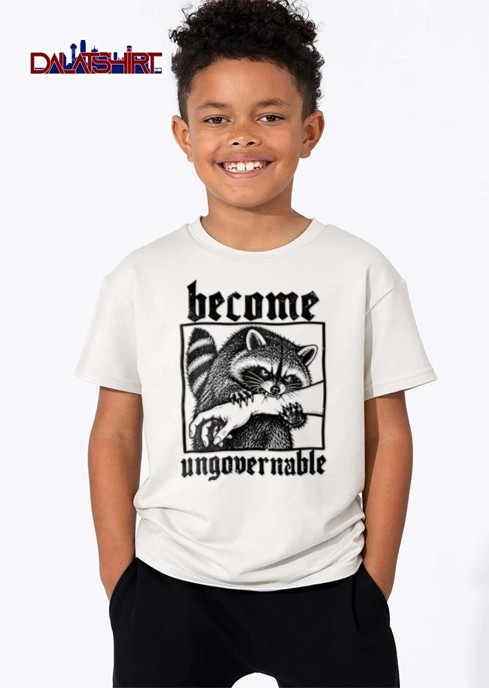 Become Ungovernable raccoon biting human arm illustration shirt