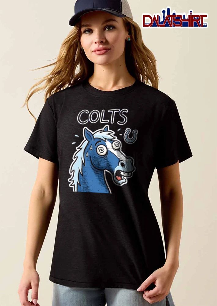 Indianapolis Colts blue horse sweating dizzy eyes meme shirt