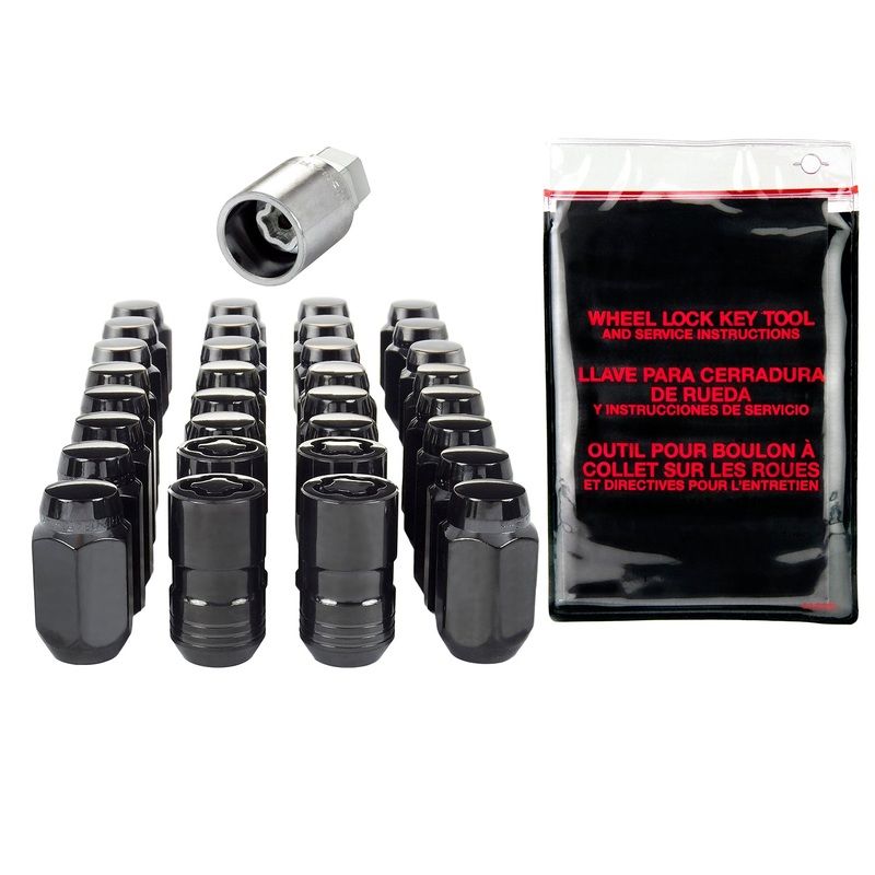 Wheel Installation Kit 8 Lug Hex w/Locks Cone Seat M14 x 1.5 Thread, 22mm Hex x 1.635in L
