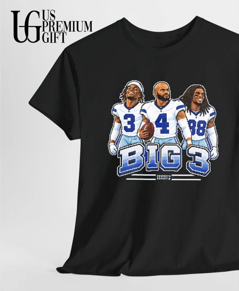 Big 3 Dak Prescott CeeDee Lamb and Micah Parsons Dallas Cowboys 8 bit shirt