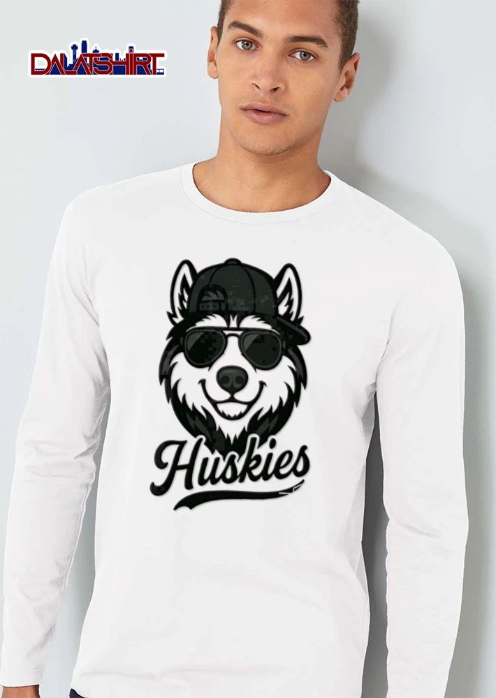 Huskies husky dog wearing sunglasses cap shirt