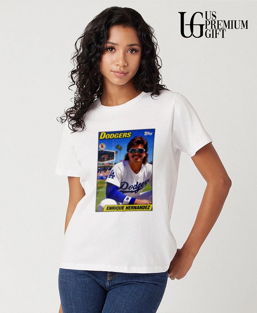 David Vassegh wearing Enrique Hernandez Dodgers shirt